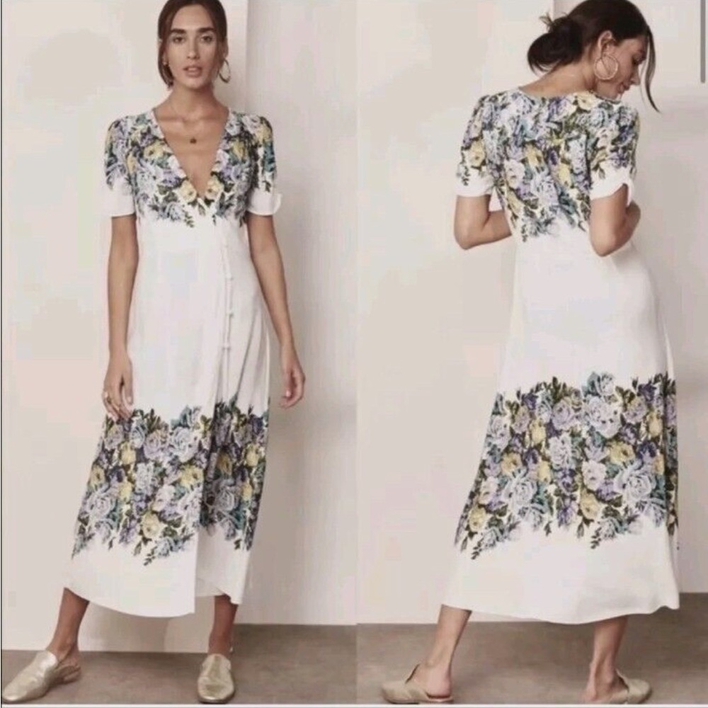 FREE PEOPLE Jamie floral button front wrap midi dress